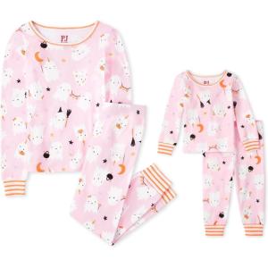 imageThe Childrens Place Baby and Kids Sibling Matching Holiday Pajama Sets CottonPink Halloween Ghost