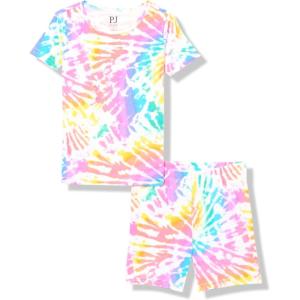imageThe Childrens Place Girls 100 Cotton Sleeve Top and Shorts2 Piece Pajama SetRainbow Spiral