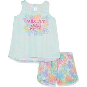imageThe Childrens Place Girls Sleeveless Tank Top and Short 2 Piece Pajama SetVacay Vibes