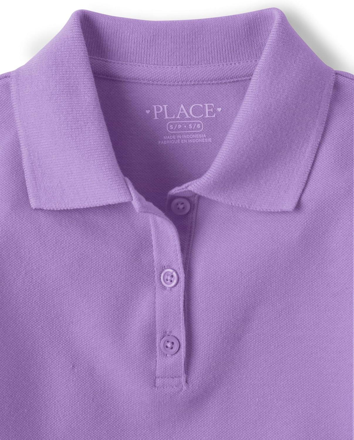 imageThe Childrens Place Multipack Short Sleeve Pique PoloSeafrostSparkle PinkPurple 3pack