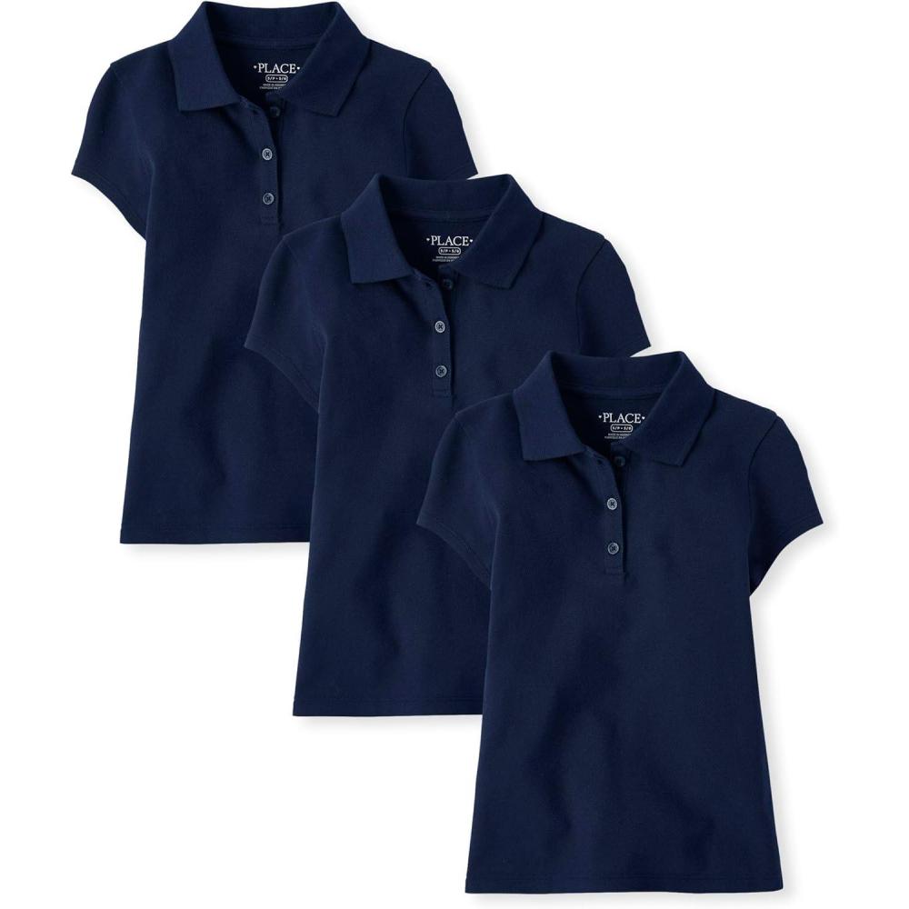 imageThe Childrens Place Multipack Short Sleeve Pique PoloTidal 3pack