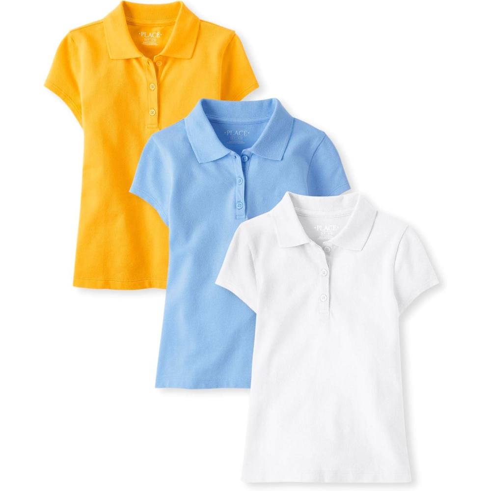 imageThe Childrens Place Multipack Short Sleeve Pique PoloYellowDaybreakWhite 3pack