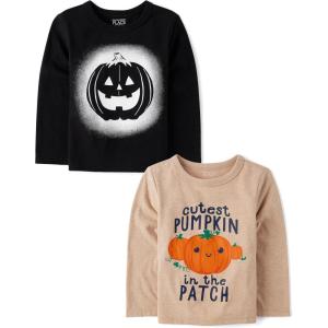 imageThe Childrens Place Baby and Toddler All HolidayBirthdays Long Sleeve Graphic TShirts2 PackCutest PumpkinJackolantern