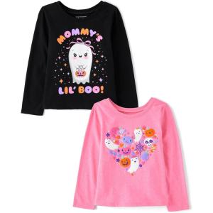 imageThe Childrens Place Baby and Toddler All HolidayBirthdays Long Sleeve Graphic TShirts2 PackMommys BooGhost Heart
