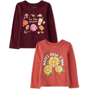 imageThe Childrens Place Baby and Toddler All HolidayBirthdays Long Sleeve Graphic TShirts2 PackTis the Season Happy Fall