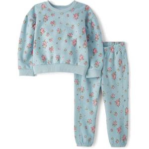 imageThe Childrens Place babygirls And Toddler Long Sleeve Active Shirt and Pant 2 Piece OutfitDusky Blue Floral