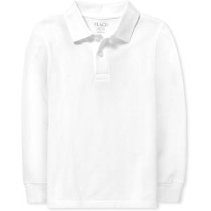 imageThe ChildrenS Place Boys Long Sleeve Pique PoloWhite