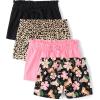 imageThe Childrens Place Baby Girls and Toddler Assorted Pull on Paper Bag ShortsFloralPinkBlackCheetah 4pack