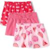 imageThe Childrens Place Baby Girls and Toddler Assorted Pull on Paper Bag ShortsWatermelonsPinkStrawberries 3pack