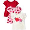 imageThe Childrens Place Baby Girls and Toddler Short Sleeve Everyday Casual Knit ShirtApple 3pack