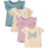 imageThe Childrens Place Baby Girls and Toddler Short Sleeve Flutter Knit ShirtsButterfly 4pack