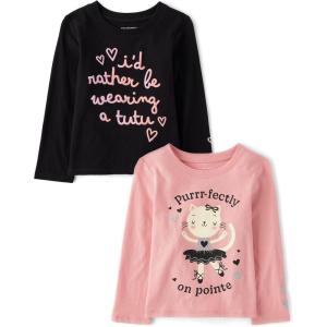 imageThe Childrens PlaceBaby Girlsand Toddler Animal Long Sleeve Graphic TShirtsmultipacksPurrrfectlyTutu 2Pack12 Months18 Months