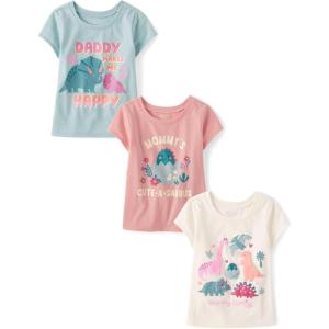imageThe Childrens PlaceBaby Girlsand Toddler FamilyMomDadSibling Short Sleeve Graphic TShirtsmultipacksDinoFamilyDaddy 3Pack5 Years
