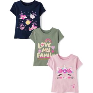 imageThe Childrens PlaceBaby Girlsand Toddler FamilyMomDadSibling Short Sleeve Graphic TShirtsmultipacksLove FamilyLovedCat Unicorn 3Pack4 Years