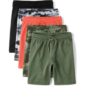imageThe Childrens Place Boys Athletic Basketball ShortsCamoSolid 5pack