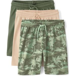 imageThe Childrens Place Boys Athletic Basketball ShortsTropicalSolid 3pack