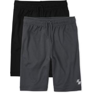 imageThe Childrens Place Boys Performance Basketball Shorts 2 PackBlackCharcoal 2 Pack