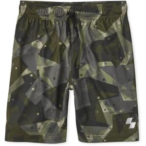 imageThe Childrens Place Boys Performance Basketball Shorts 2 PackCamo Green