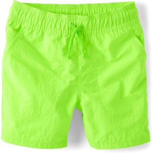 imageThe Childrens Place Boys Quick Dry Pull on Jogger Shorts 55quotShocking Green
