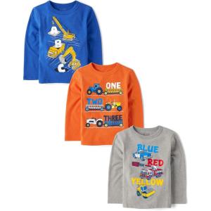 imageThe Childrens PlaceBaby Boysand Toddler School Days Long Sleeve Graphic TShirtsmultipacksAlphabetColorNumber Vehicles 3Pack5 Years