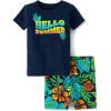 imageThe Childrens Place Baby Boys and Newborn Snug Fit 100 Cotton Sleeve Top and Shorts 2 Piece Pajama SetSummer