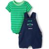 imageThe Childrens Place babyboys And Newborn Short Sleeve Bodysuit and Overalls 2 Piece Playwear SetDino