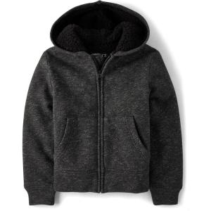 imageThe Childrens Place Boys Long Sleeve Sherpa Lined ZipFront Hoodie SweatshirtBlack
