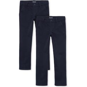 imageThe Childrens Place Girls Uniform Skinny Chino PantsTidal 2pack