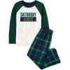 imageThe Childrens Place Boys Long Sleeve Top and Pants 2 Piece Pajamas Sets SeasonalPlaid Saturday Vibes
