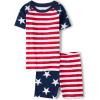 imageThe Childrens Place Kids 100 Cotton Short Sleeve Top and Shorts2 Piece Pajama SetStars and Stripes