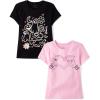 imageThe Childrens Place Girls All HolidaysBirthdays Short Sleeve Graphic TShirts2 PackSkeleton HeartSpooky Icons