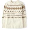 imageThe Childrens Place Girls Long Sleeve Crew Neck Pullover SweaterCinnamon Fairisle