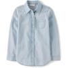 imageThe Childrens Place Girls Long Sleeve Plaid Twill Tie Front Button Down ShirtTessa Wash Denim