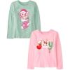 imageThe Childrens Place Kids All HolidaysBirthdays Long Sleeve Graphic TShirts2 PackCat HatJoy