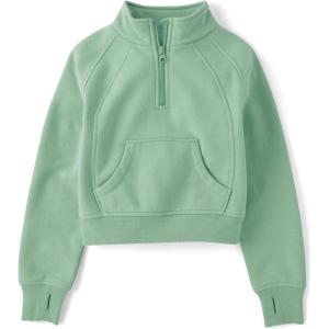 imageThe Childrens Place Girls Fleece Quarter Zip Hooded SweatshirtMay Apple