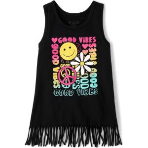imageThe Childrens Place Girls Graphic Fringe Tank TopsGood Vibes