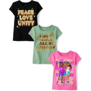 imageThe Childrens Place Girls Kindness Love Equality Short Sleeve Graphic TShirtsmultipacksGirlPeaceKind People