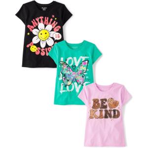 imageThe Childrens Place Girls Kindness Love Equality Short Sleeve Graphic TShirtsmultipacksPossibleLoveBe Kind