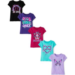 imageThe Childrens Place Girls Kindness Love Equality Short Sleeve Graphic TShirtsmultipacksTrends