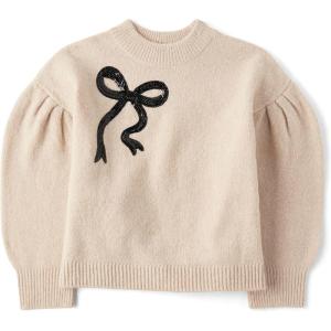 imageThe Childrens Place Girls Long Sleeve Crew Neck Pullover SweaterFading Rose Bow