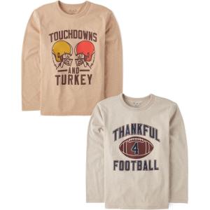 imageThe Childrens Place Kids All HolidaysBirthdays Long Sleeve Graphic TShirts2 PackThankful for Football