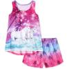 imageThe Childrens Place Girls Sleeveless Tank Top And Shorts 2 Piece Pajama SetOmbre Unicorn