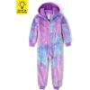 imageThe Childrens Place Girls Long Sleeve Fleece Hooded Zip Front One Piece PajamasNeon Dreams Sherpa