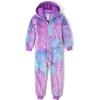 imageThe Childrens Place Girls Long Sleeve Fleece Hooded Zip Front One Piece PajamasNeon Dreams Sherpa