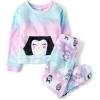 imageThe Childrens Place Girls Long Sleeve Top and Bottoms Cozy Fleece 2 Piece Pajama SetSparkle Pink Unicorn