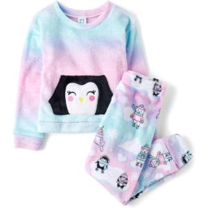 imageThe Childrens Place Girls Long Sleeve Top and Bottoms Cozy Fleece 2 Piece Pajama SetSparkle Pink Unicorn