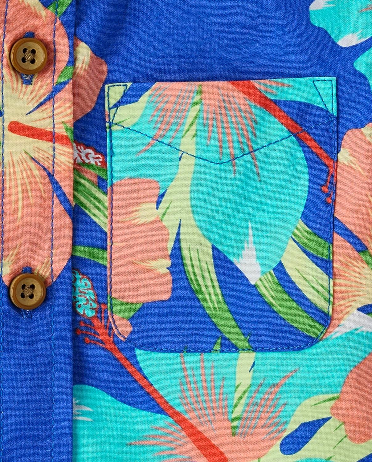imageThe Childrens Place Baby Boys and Toddler Poplin Short Sleeve Button Down ShirtCool Cobalt Tropical