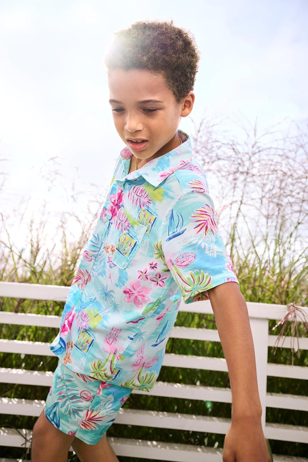 imageThe Childrens Place Baby Boys and Toddler Poplin Short Sleeve Button Down ShirtCosmos