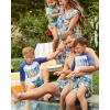 imageThe Childrens Place Boys and Toddler Short Sleeve Rashguard and BottomsAqua Aloha Set