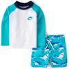 imageThe Childrens Place Boys and Toddler Long Sleeve Rashguard and Swim Trunks 2 Piece SetSea Sharks